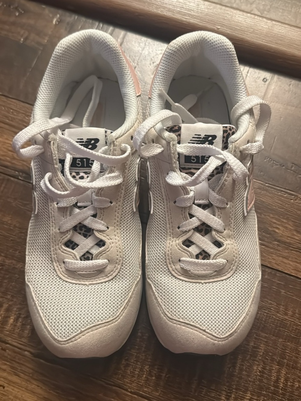 New Balance Women’s White Sneakers with Light Pink Accents